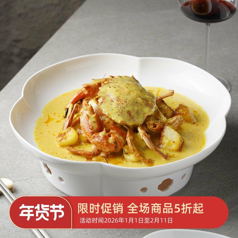 高端会所中餐创意明炉菜盘汤盘蜡烛加热保温干锅专用酒店陶瓷盘子