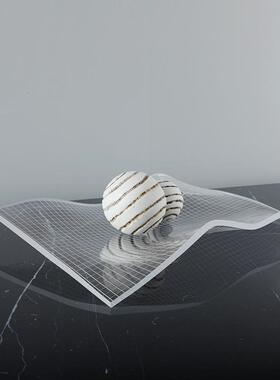 简现代创售意透GD-A1026明网格盆客厅样板房楼处大堂桌面收纳果果