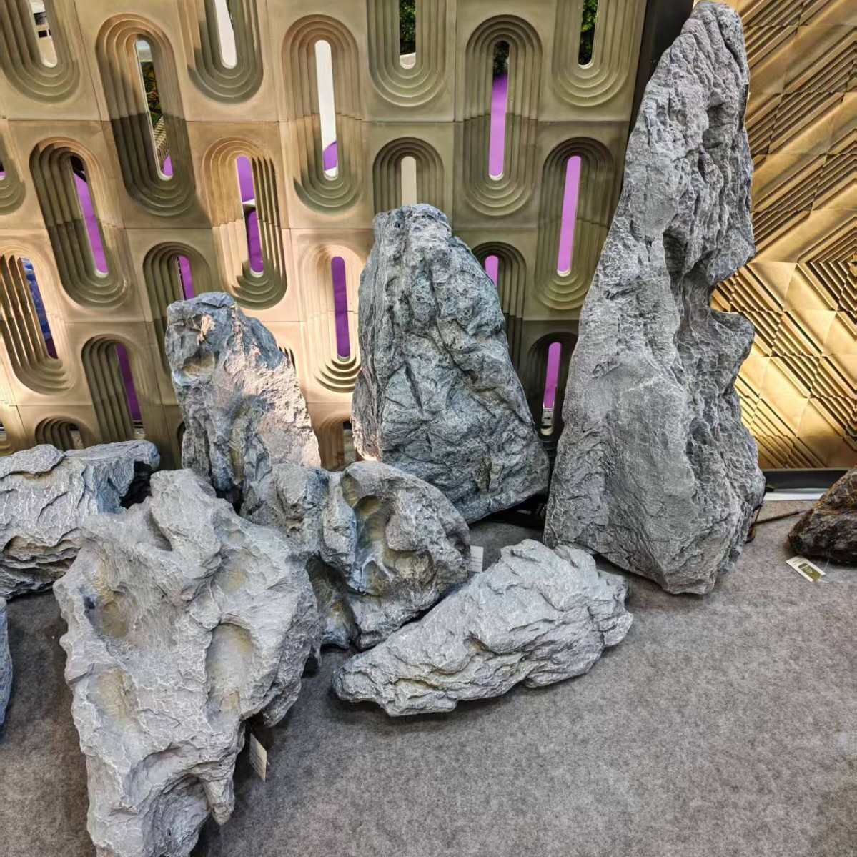 空间美学装饰仿真青龙石造景 灰色景观PU泡沫石头仙侠影视剧园林