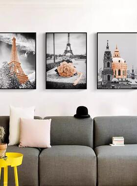 居墙面装饰壁合画舞术蹈室理发店工装埃菲尔铁塔艺PGZ组装饰家画