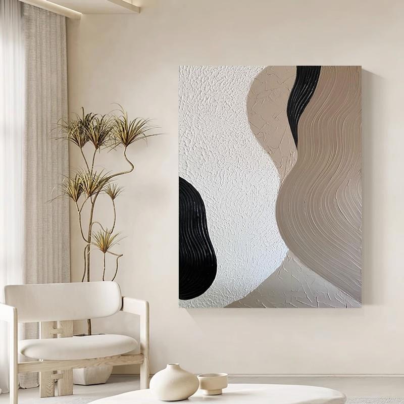 大芬油画村纯手绘油画玄关走廊客厅装饰画现代简约抽象立体肌理画