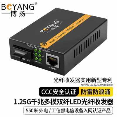 博扬BOYANG-WG912DLED光纤收发器1.25G千兆多模双纤光电转