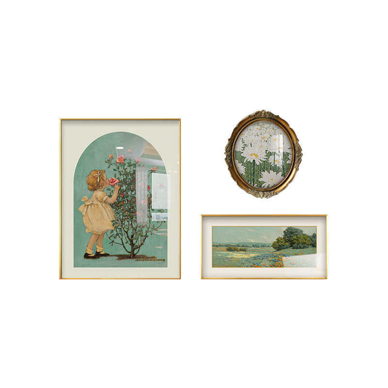 餐厅小众法式装饰海风墙 壁画女孩美式玫瑰饰清冽挂画复古油画