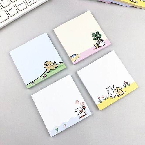 Cartoon Line Drawn Puppy Sticky Notes - Cute and Creative, H