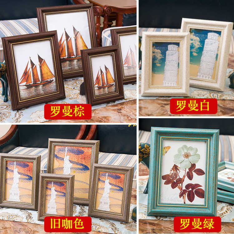 批发a4复古相框画框寸摆6欧式北欧影楼尺寸景区7寸12台寸整箱创意