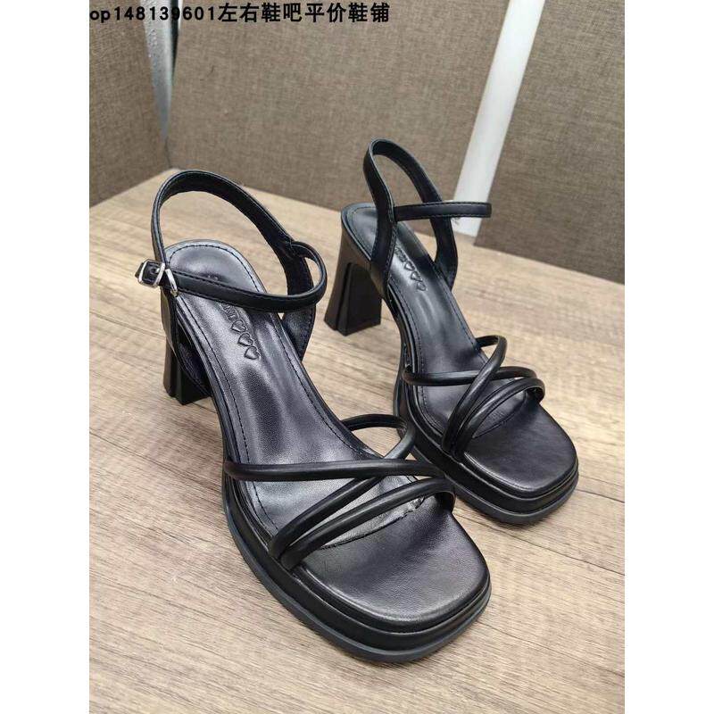 网红爆款粗跟凉鞋女仙女风2024新款夏法式气质百搭一字扣带高跟鞋