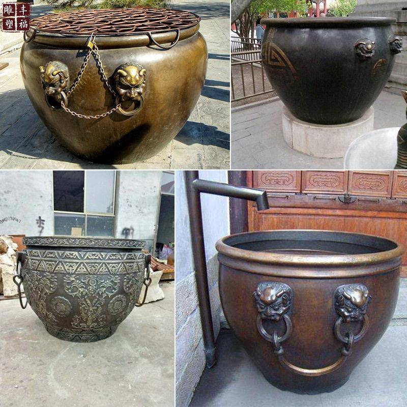 大型雕塑厂家家居中式金属铜大缸仿古园林景观铜水缸雕塑