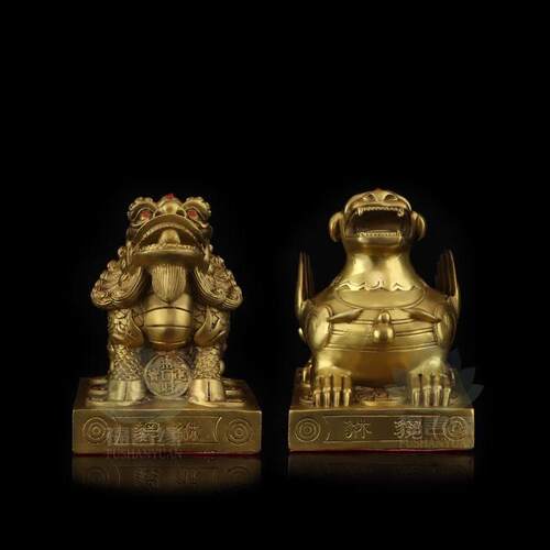 纯手工铜制家母貔貅件 招财公摆对中LJK式居办公饰品