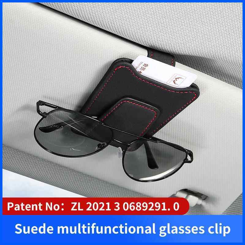 车载眼镜夹多功能汽车太阳镜支架眼镜通用支架车用卡片票据收纳盒
