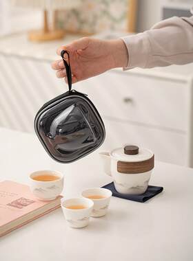 采购产品白瓷手拿壶，旅行茶具，便携式快杯，一壶，三杯，户外携
