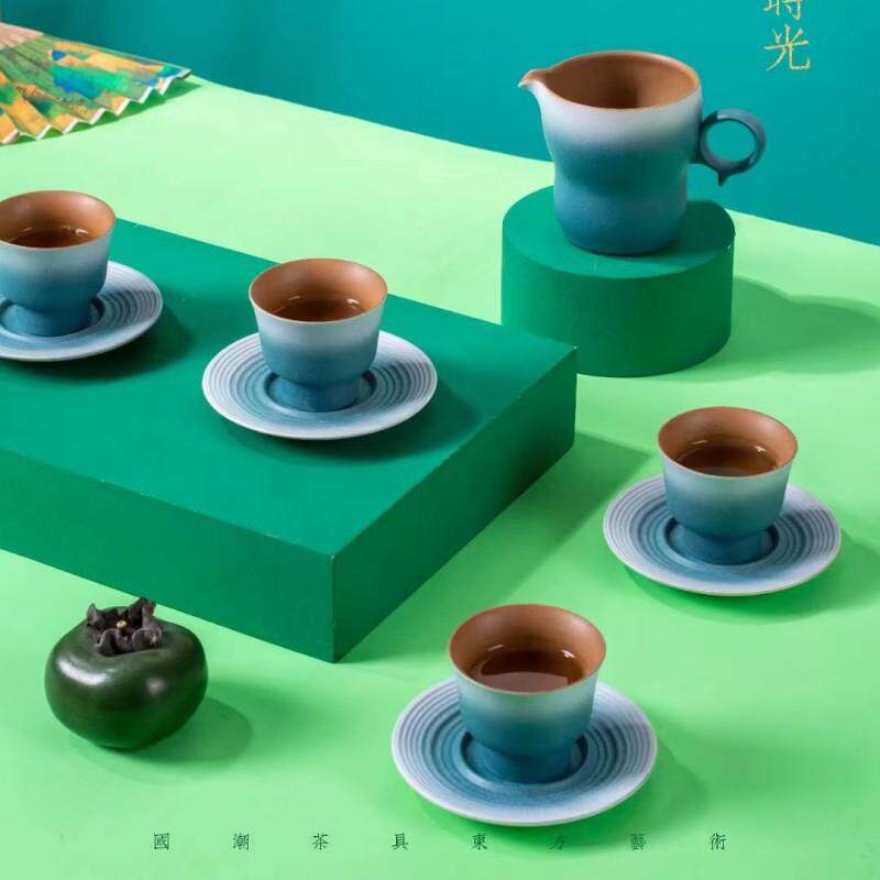 新款直销韩式功夫茶具全套装渐变色现代简约办公室整套泡茶壶茶杯
