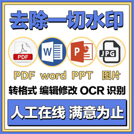 pdf去除水印excel照片扫描件删除word人工ps图片无痕移动修改文档