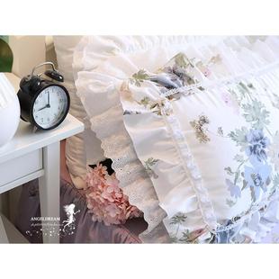 高档进欧美韩版 被公四 田口园紫花主全棉床上用品纯棉件套床套裙款