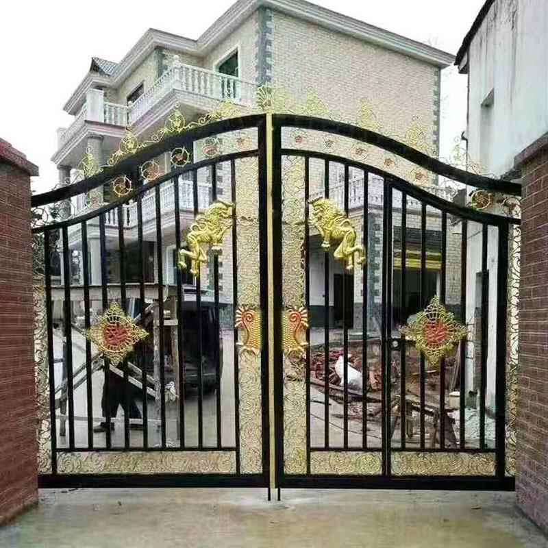 铁大门乡村围艺墙栅栏门家用户别庭墅大门大73250门外双开门铁门