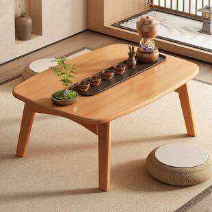 竹木折叠桌飘窗小桌子小茶几折叠炕桌家用实木阳台日式窗台榻榻米