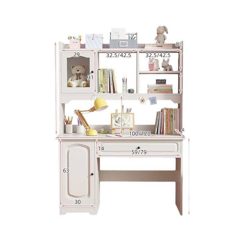 书桌书架一体桌带书柜组合家用电脑桌台式女孩卧室儿童学习桌椅子
