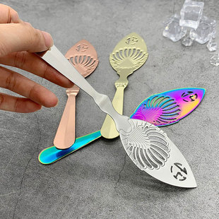 品质日式04不锈钢镂空苦精勺酒吧调酒过滤勺方糖过滤器 苦艾酒勺