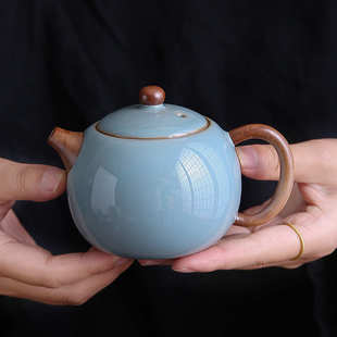 手工家用茶壶复古汝窑功夫茶具泡茶壶单壶陶瓷开片可养