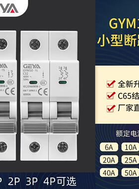 GEYA格亚C65空气开关2P 63A小型断路器6kA总闸25A家用40A GYM10