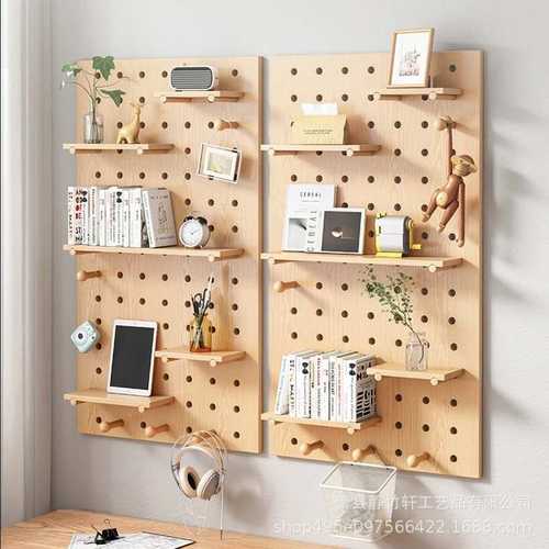 木质洞洞板墙壁墙上置物架挂墙式书架收纳架一字隔板装饰储物架子