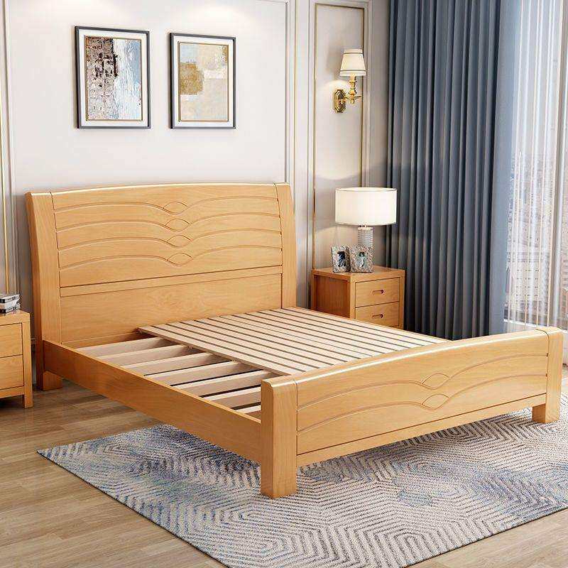 榉木实木床工厂直销1.8米中式全实木双人床1.5m高箱储物1米2儿童