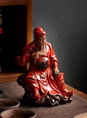 新中式陶瓷摆件文武财神关公供奉神像关二爷店铺客厅开业家居装饰