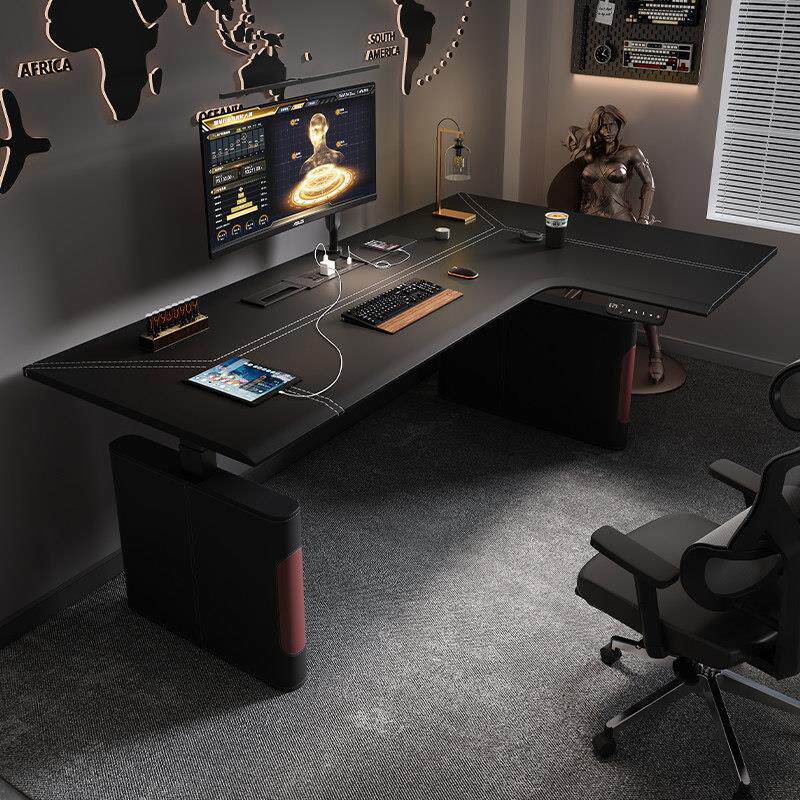 转角电动升降桌腿支架电竞L型拐角工作台办公书桌家用电脑学习桌