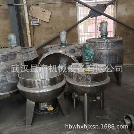 武汉显海食品化工机械不锈钢搅拌锅立式夹层锅炊事设备商用煲仔炉