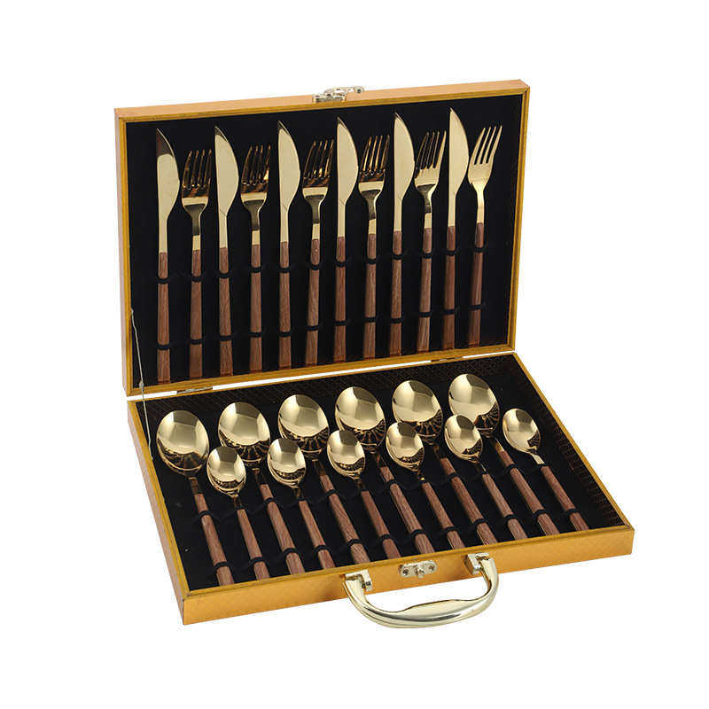 爆款不锈钢餐具24件套装葡萄牙木纹柄四主件西餐刀叉勺套装,餐饮具,叉/勺/筷套装,淘宝优惠券,粉丝福利购,淘宝优惠卷