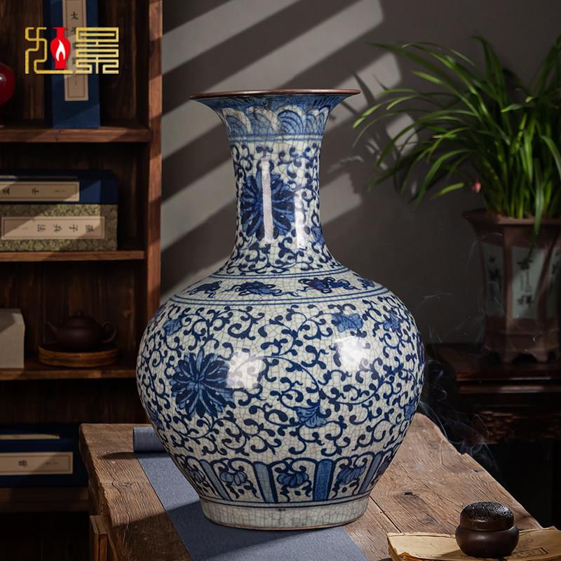 景德镇陶瓷器青花瓷花瓶新中式彷古瓷瓶客厅摆件装饰覆古落地大号