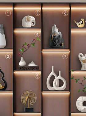 新中式家居摆设样板房间软装饰品书房客厅酒柜玄关博古架摆件