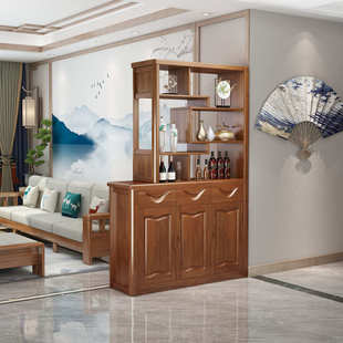 柜间厅柜酒柜 现代简约小户型入户实木玄关柜客厅隔断柜双面屏风鞋