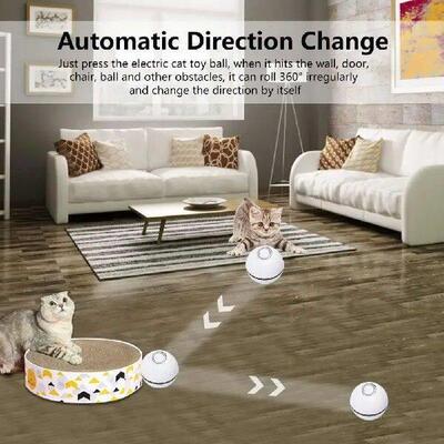 Smart Interactive Cat Toy Colorful LED Self Rotating Ball