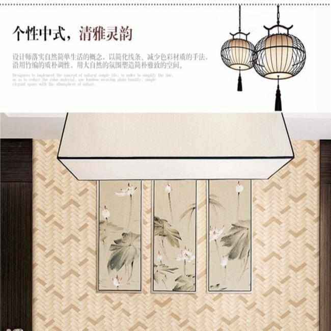 仿真竹编草席藤编壁纸中式 竹席草编凉席吊顶天花板茶楼饭店墙