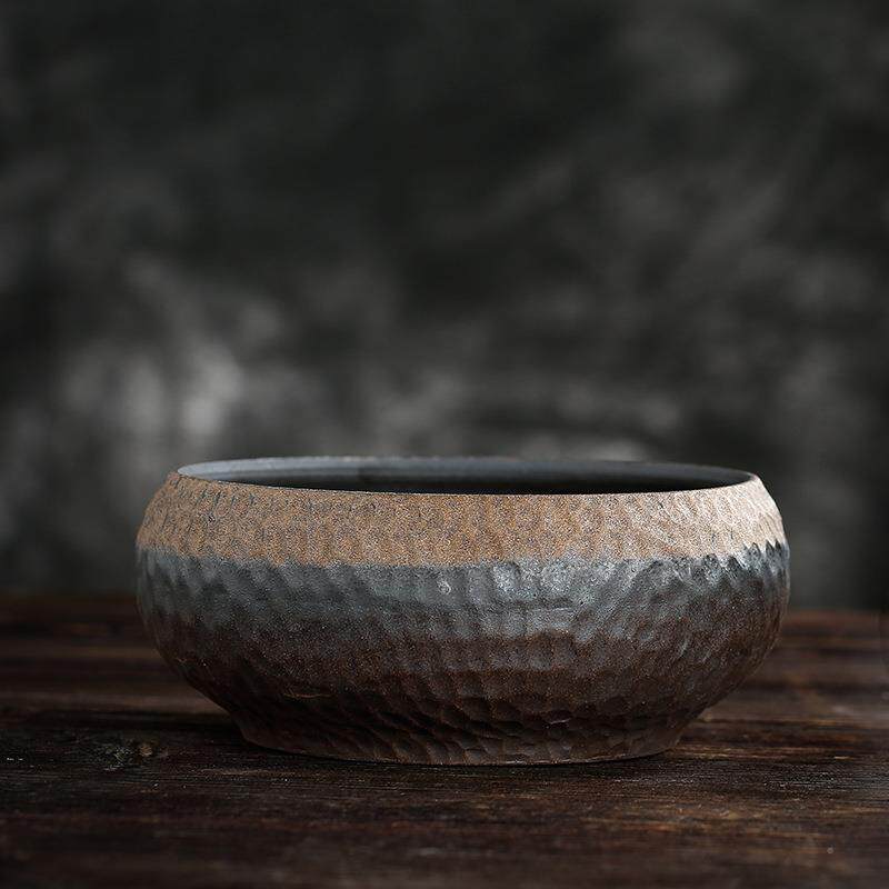 古早烧锤纹粗陶茶洗 大号陶瓷杯洗水盂建水茶渣桶 功夫茶道零配