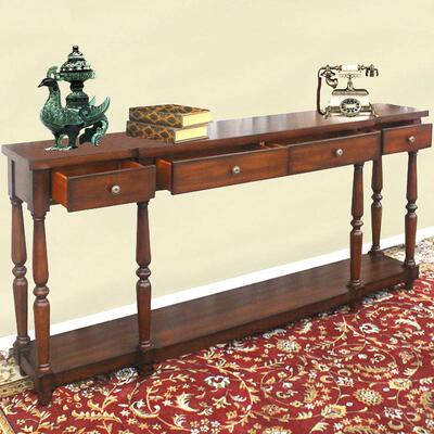 美式家具玄关台窗帘玄关桌沙发背几客厅隔断过道装饰柜1.83米