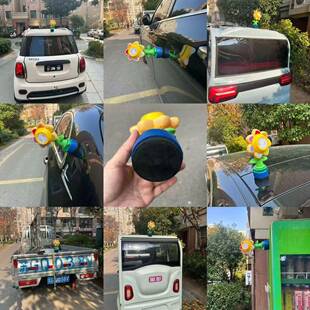 七车色花向泡日葵控泡泡机网红672车载遥汽尾部外部装 饰挂件喷泡