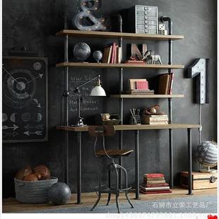 l列oft工业水管物架复古铁艺实创意书架无品牌 木陈架置做旧搁板