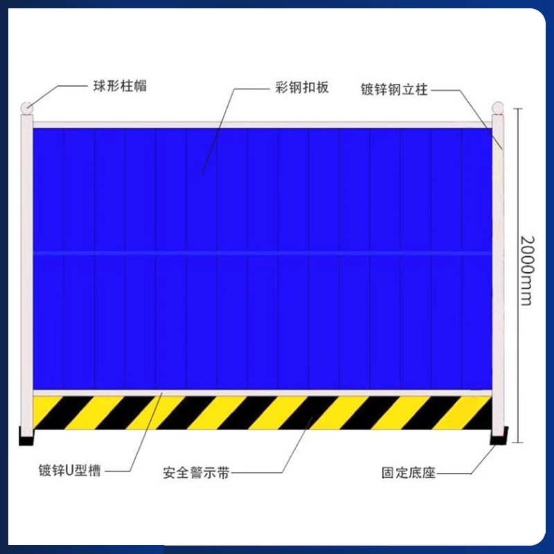 地铁泡沫夹心围挡彩钢施工挡板pvc工地安全隔离围栏铁皮围挡