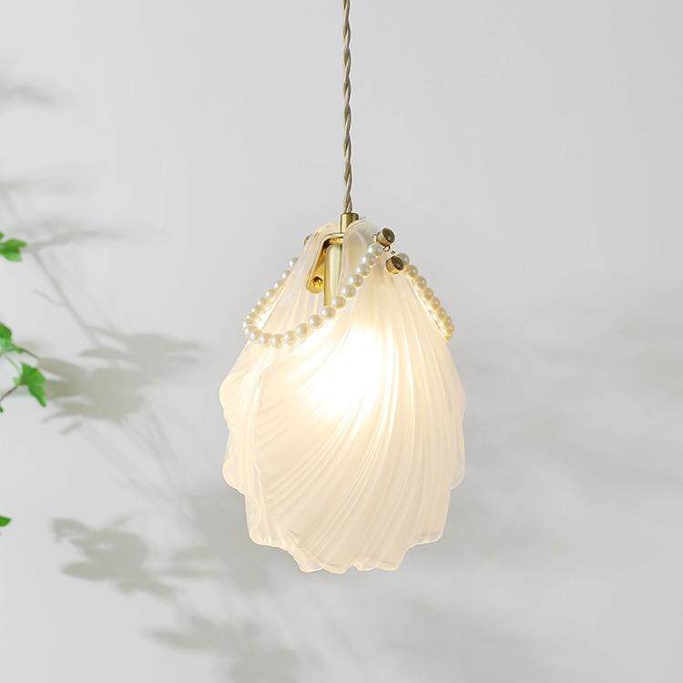 贝壳小吊灯浪漫温馨卧室床头灯法式轻奢创意个性设计水晶玻璃灯具