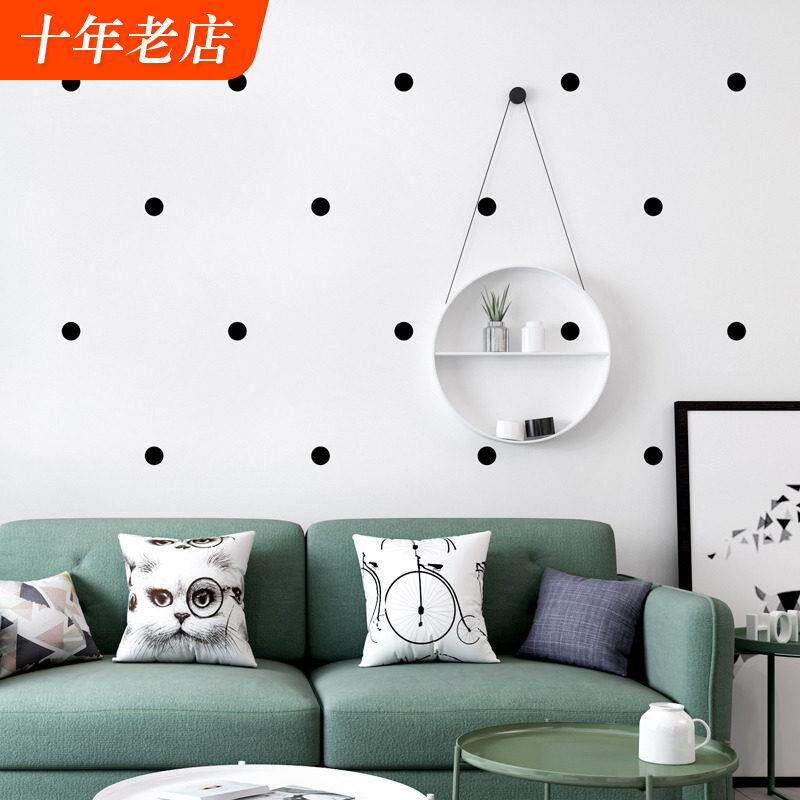 北欧风格壁纸 ins现代简约几何波点黑白法式覆古客厅卧室背景墙纸