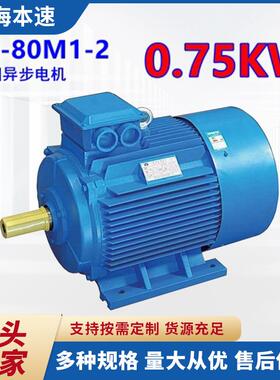 Y2-80M1-2 0.75KW Y2系列马达三相异步2极交流电动机马达机械设备