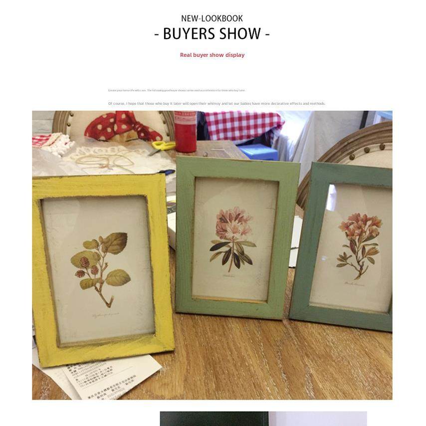 地中海复古做旧实木相框6寸摆台酒吧咖啡厅桌面挂墙摆设画框定制