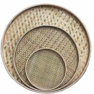 饰绘画 竹编竹制品纯手工簸箕竹匾圆形有无孔竹筛子家用晾晒簸箕装