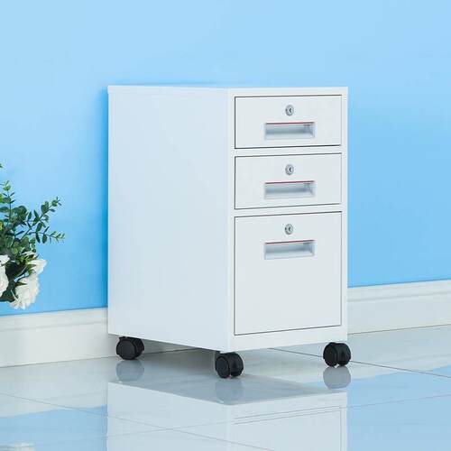 办公文件柜密码矮柜桌下带锁三抽屉柜活动柜收纳储物小柜子铁皮柜