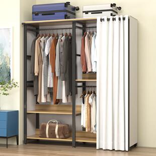 衣柜家用卧室出租房加厚收纳柜简易防尘布衣柜钢木组合衣架耐用