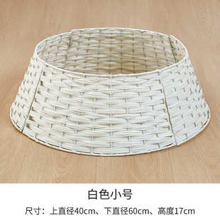 围白色树裙藤编仿圣诞树装饰品红底座摆件围栏圣诞节圣诞树篮子网