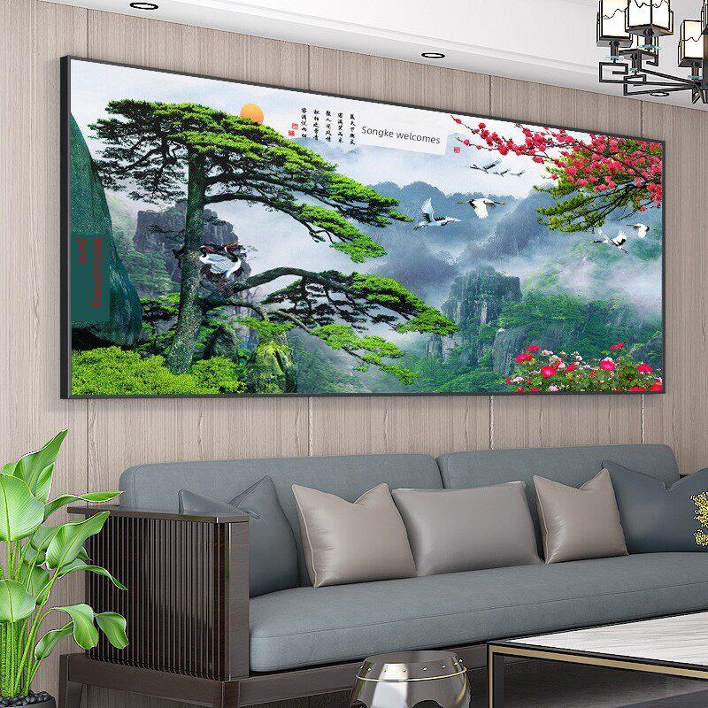 2025新欢松木乡村中殿风景挂画客厅装饰风景沙发背景墙壁画书画