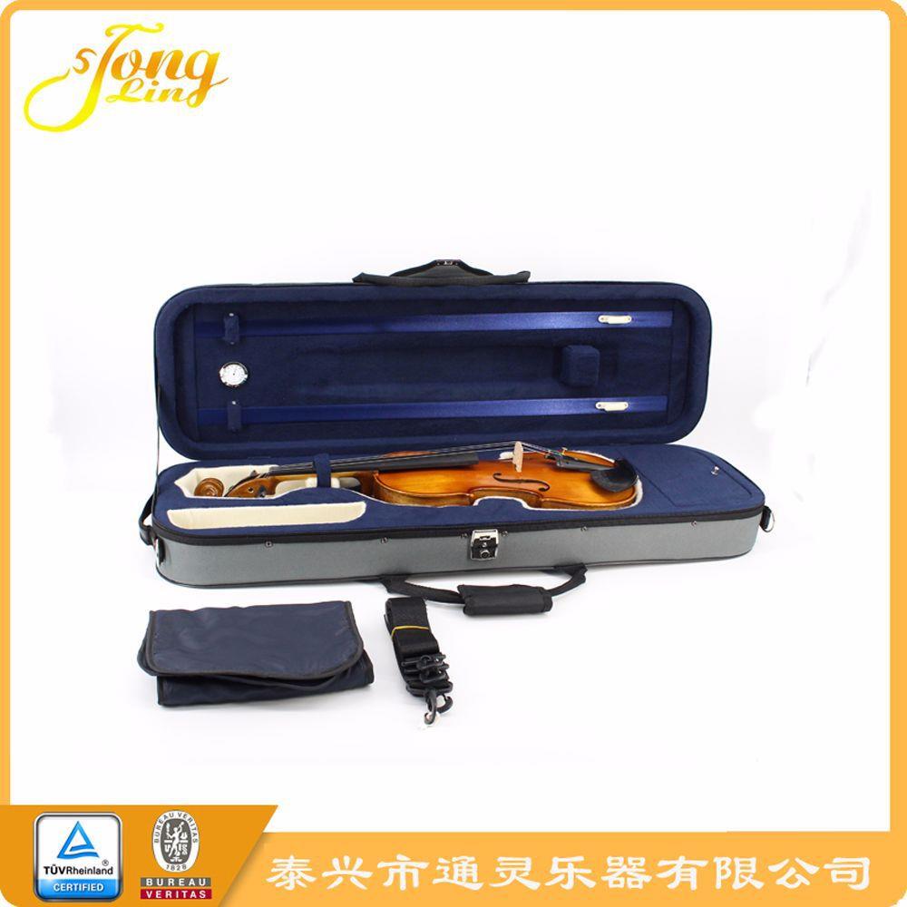 通灵乐器小提琴轻便防水 加宽肩垫 强硬泡沫 灰蓝色琴盒