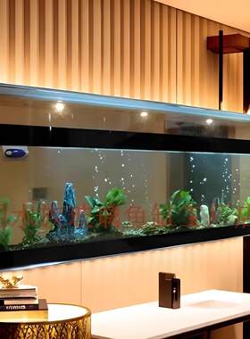 定制柜面鱼缸嵌入柜体屏风缸水族箱窄长超白玻璃缸溪流缸侧滤底滤